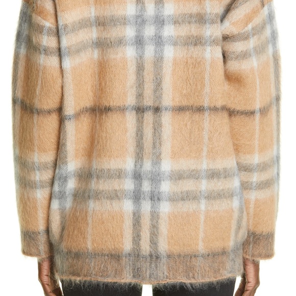 Burberry Nadeen Mohair Beige Check Cardigan - Picture 5 of 8